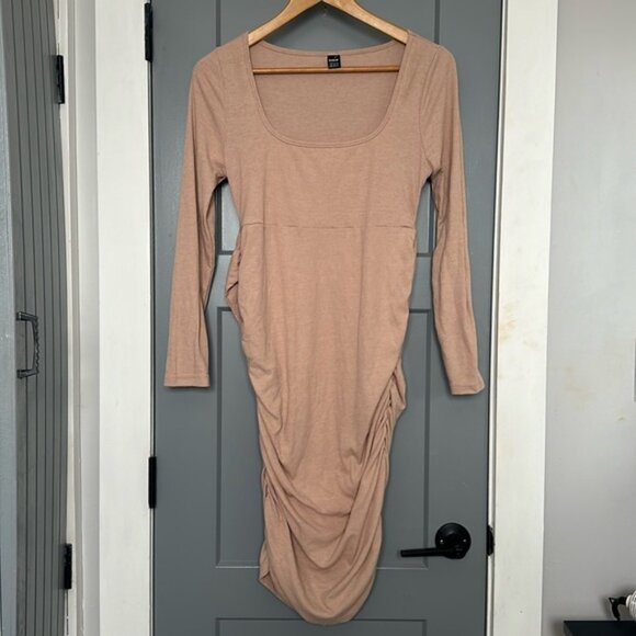 Brown ribbed midi dress - Picture 3 of 5